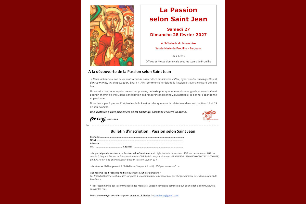 Vous consultez actuellement La passion<br>selon Saint Jean<br>Fanjeaux<br>février2027
